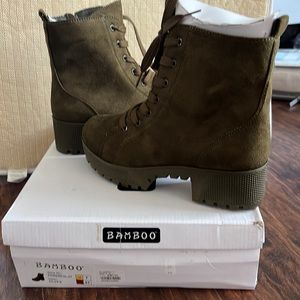 Bamboo Olive colored combat boots